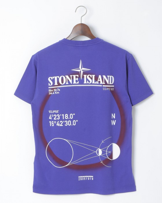 STONE ISLANDガーメントダイコットンジャージーTeeシャツ【JERSEY 30/1 COTONE STAMPA 'SOLAR ECLIPSE THREE'】04l