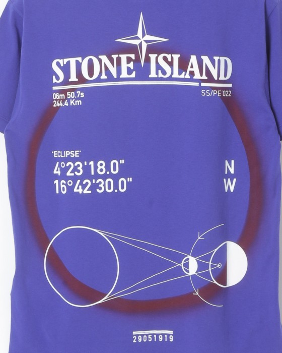 STONE ISLANDガーメントダイコットンジャージーTeeシャツ【JERSEY 30/1 COTONE STAMPA 'SOLAR ECLIPSE THREE'】06l