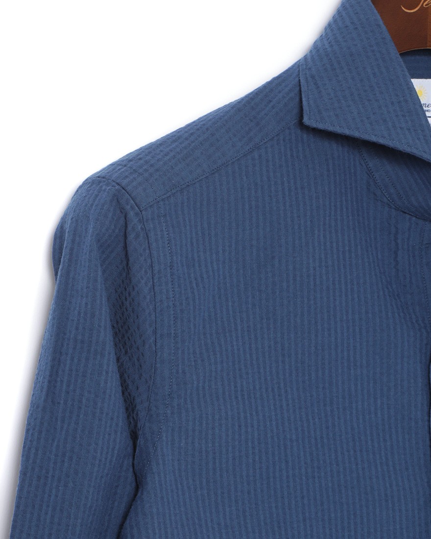 giannettoシアサッカー カッタウェイシャツ【VINCI FIT】05l