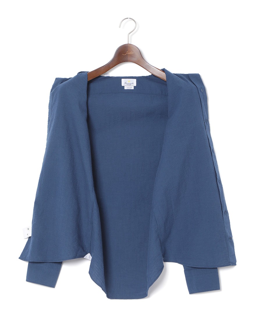 giannettoシアサッカー カッタウェイシャツ【VINCI FIT】08l