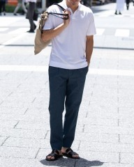 FILIPPO DE LAURENTIIS14Gクレープコットン スキッパーポロmb_ma