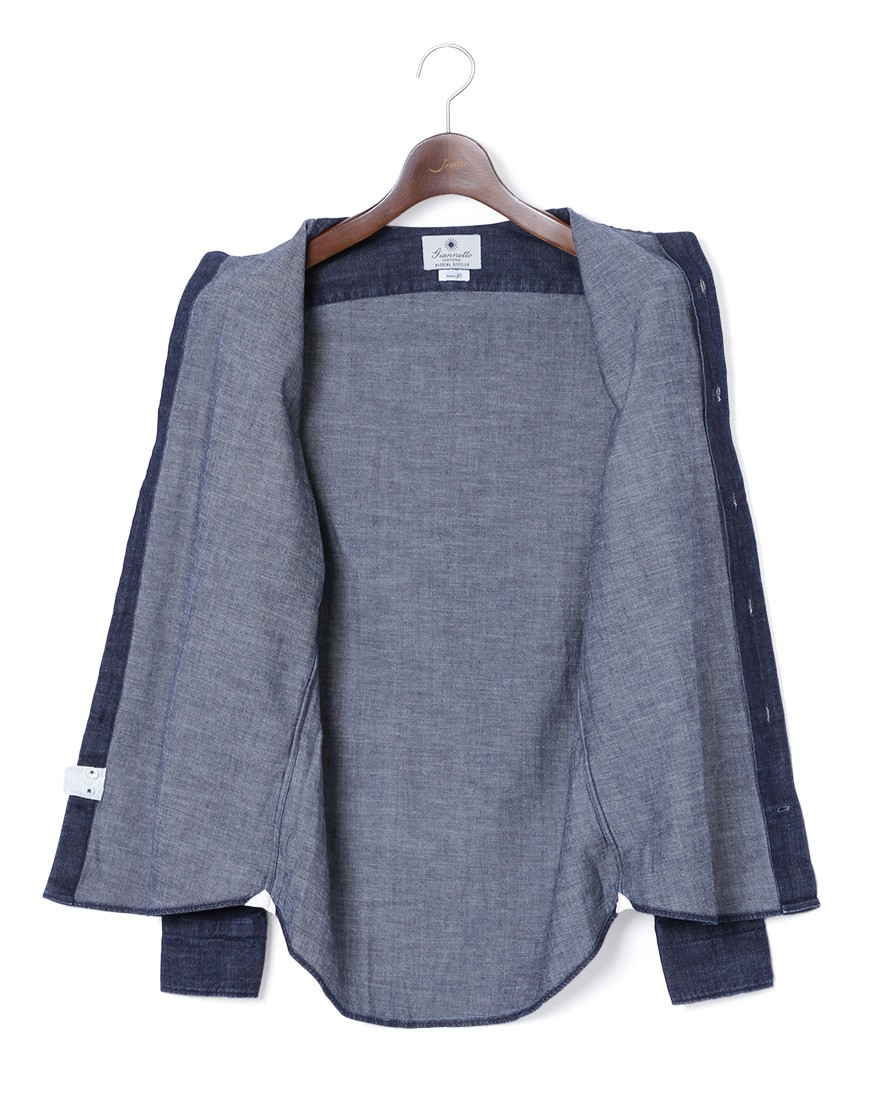 giannettoデニム カッタウェイシャツ【VINCI FIT】09l