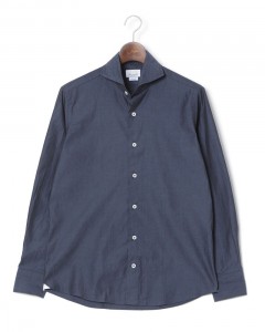 カッタウェイ シャンブレーネイビー シャツ【VINCI FIT/ヴィンチフィット】