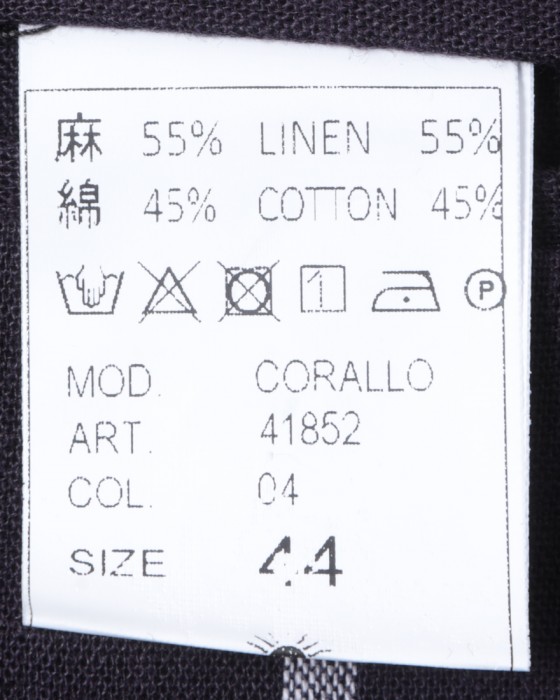 ストライプコットンリネン 2Bシングルジャケット【CORALLO