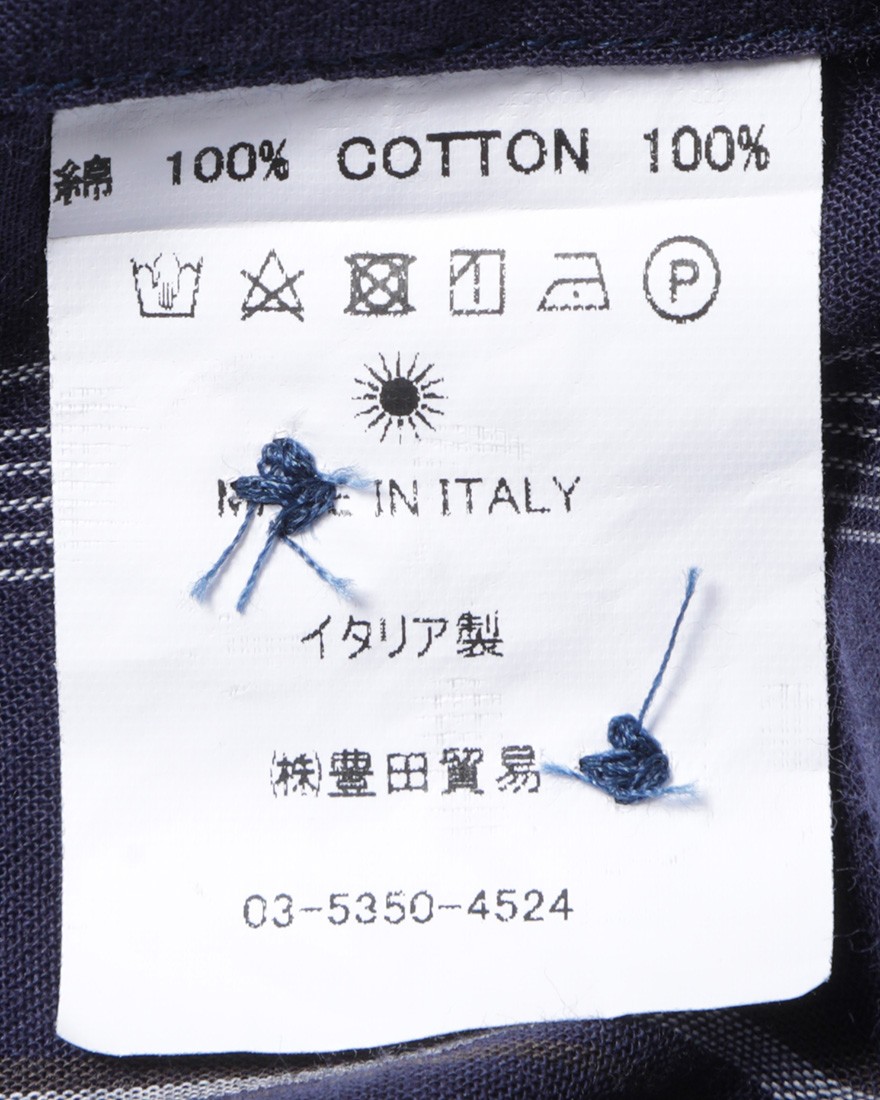 giannettoコットンガーゼストライプカッタウェイシャツ【VINCI FIT】15l