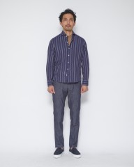 giannettoコットンガーゼストライプカッタウェイシャツ【VINCI FIT】mb_17l