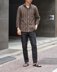 giannettoコットンガーゼストライプカッタウェイシャツ【VINCI FIT】mb_ma