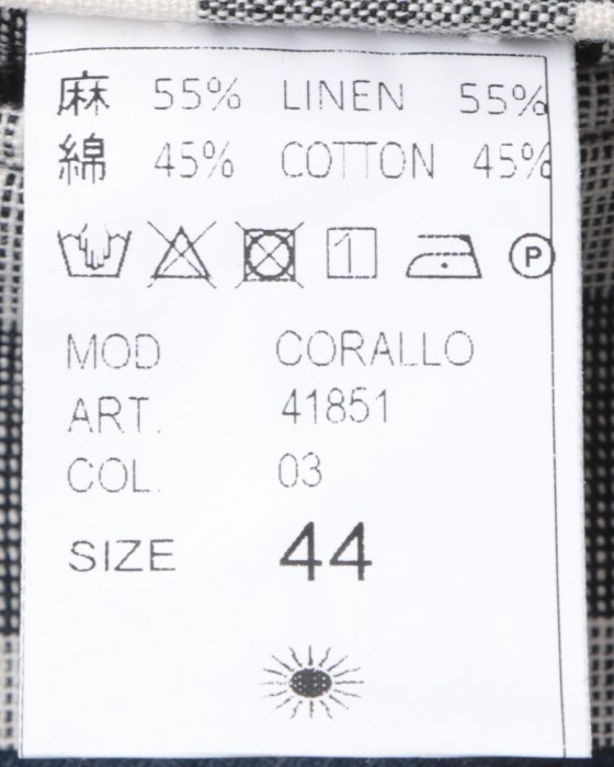 giannettoブラックチェックコットンリネン 2Bシングルジャケット【CORALLO】20l