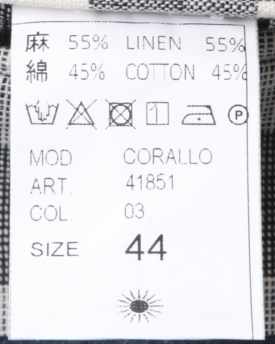 giannettoブラックチェックコットンリネン 2Bシングルジャケット【CORALLO】20l