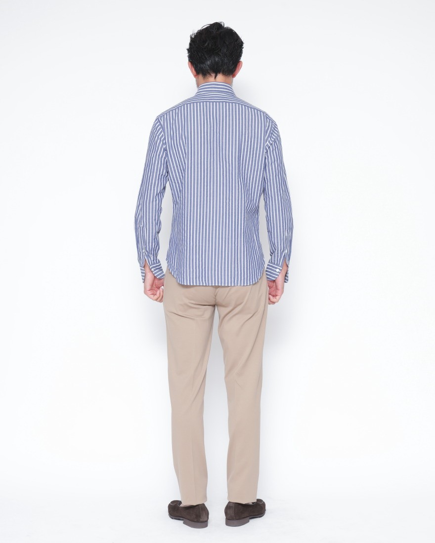 giannettoシアサッカー ストライプ カッタウェイシャツ 【SLIM FIT】03l