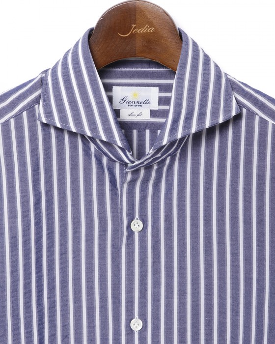 giannettoシアサッカー ストライプ カッタウェイシャツ 【SLIM FIT】05l