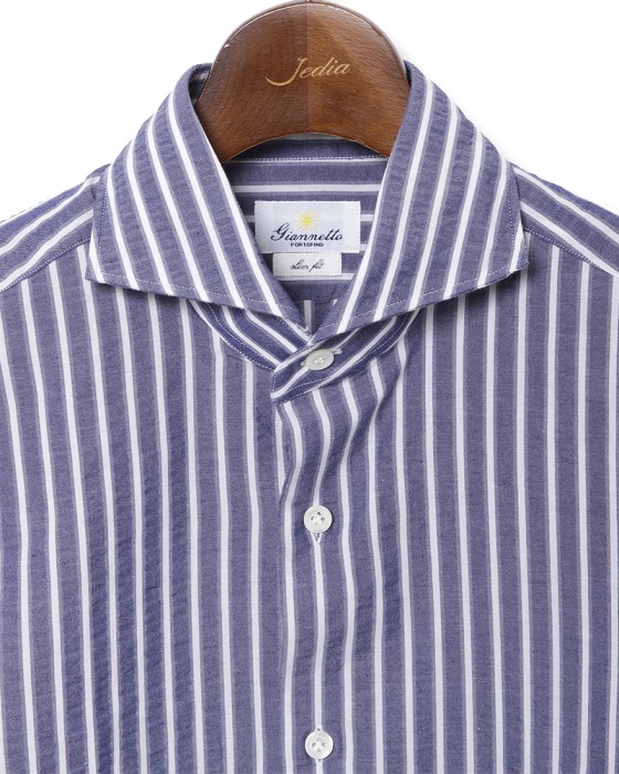 giannettoシアサッカー ストライプ カッタウェイシャツ 【SLIM FIT】06l