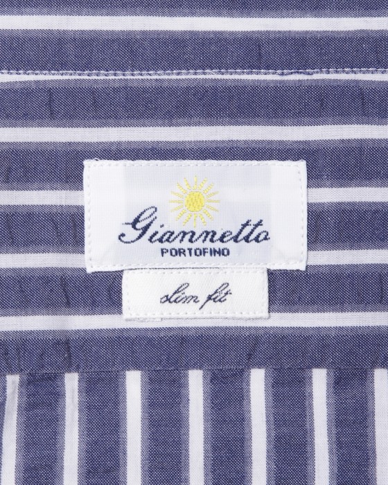 giannettoシアサッカー ストライプ カッタウェイシャツ 【SLIM FIT】12l