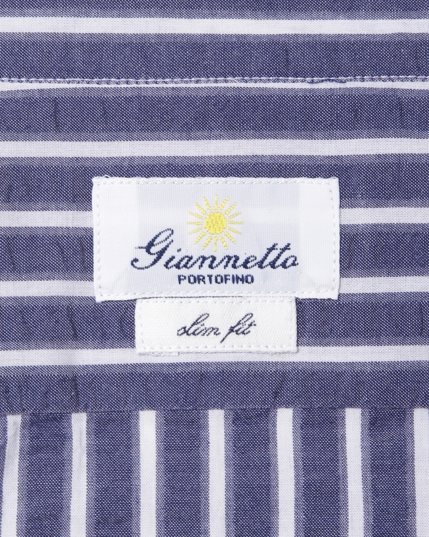 giannettoシアサッカー ストライプ カッタウェイシャツ 【SLIM FIT】12l