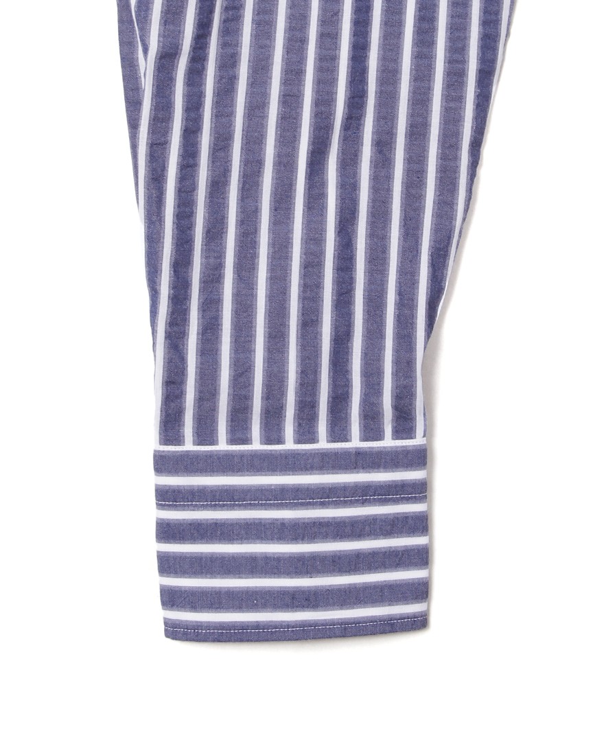 giannettoシアサッカー ストライプ カッタウェイシャツ 【SLIM FIT】13l
