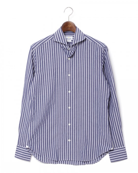 giannettoシアサッカー ストライプ カッタウェイシャツ 【SLIM FIT】c0