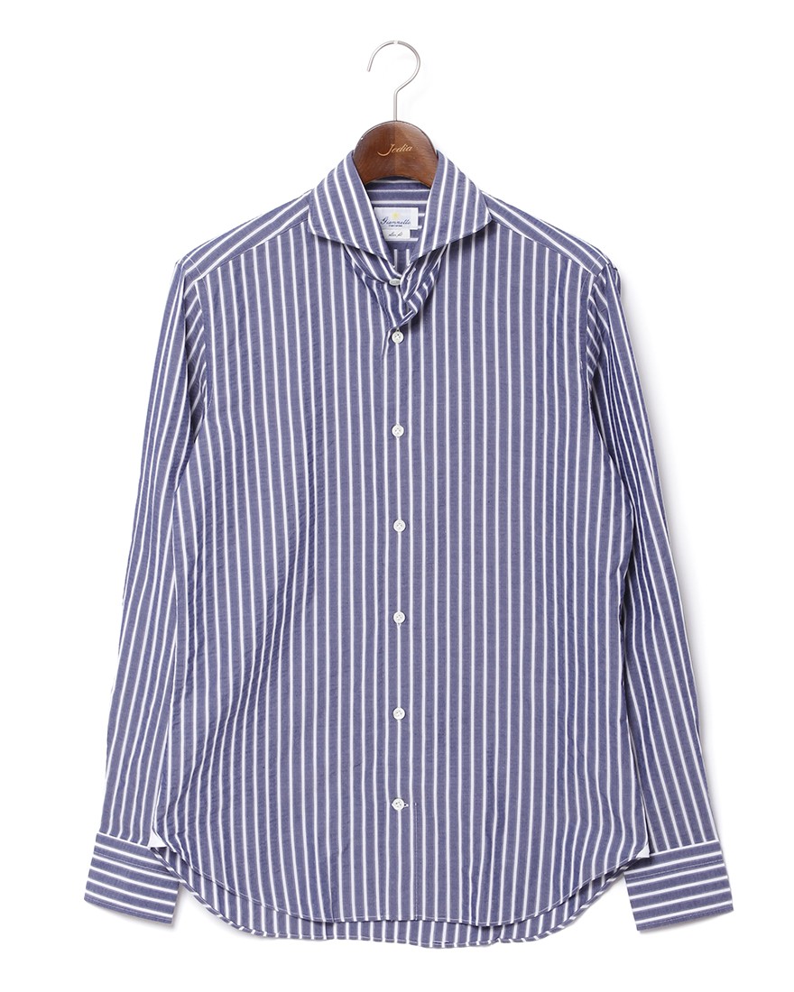 giannettoシアサッカー ストライプ カッタウェイシャツ 【SLIM FIT】c0