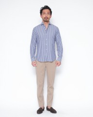 giannettoシアサッカー ストライプ カッタウェイシャツ 【SLIM FIT】mb_01l