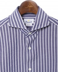 giannettoシアサッカー ストライプ カッタウェイシャツ 【SLIM FIT】mb_06l