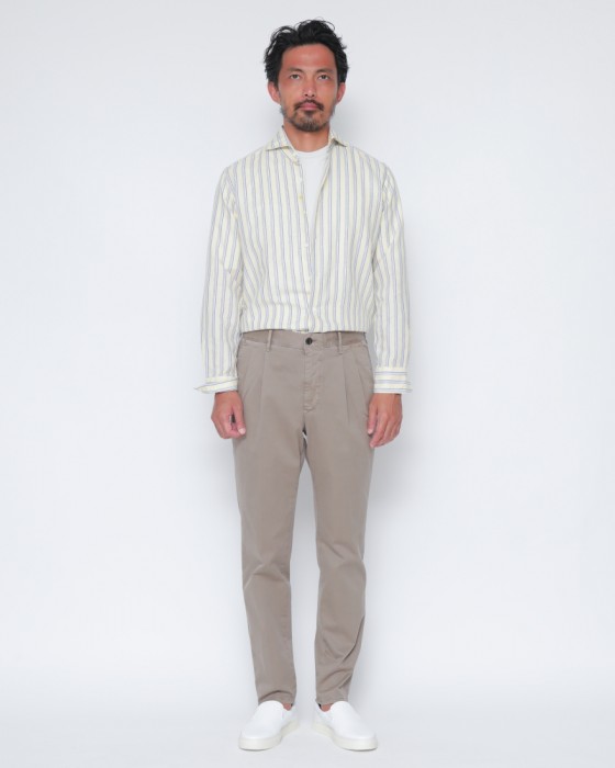giannettoコットンリネン ストライプ カッタウェイシャツ 【SLIM FIT】01l