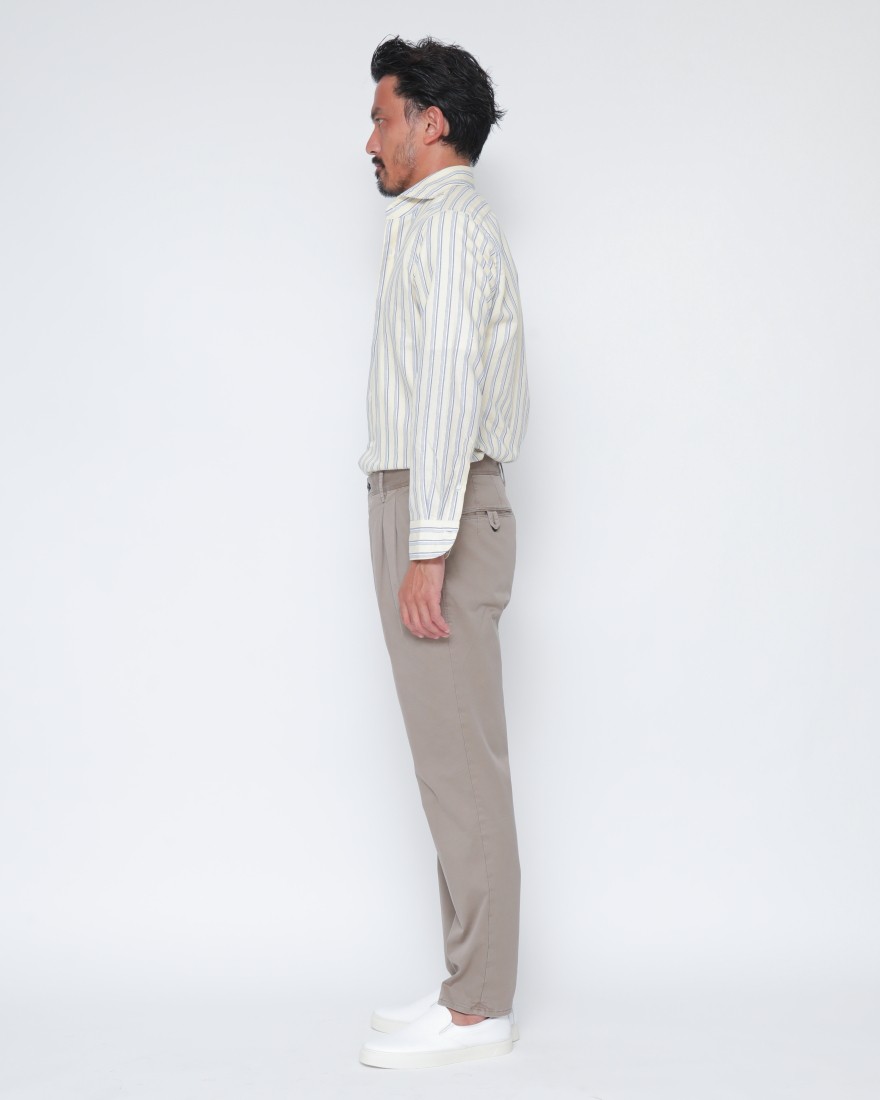 giannettoコットンリネン ストライプ カッタウェイシャツ 【SLIM FIT】02l