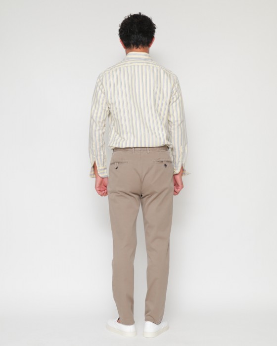 giannettoコットンリネン ストライプ カッタウェイシャツ 【SLIM FIT】03l