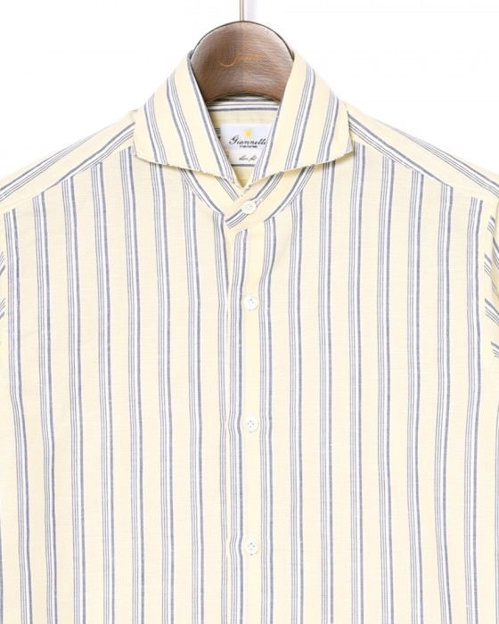 giannettoコットンリネン ストライプ カッタウェイシャツ 【SLIM FIT】06l