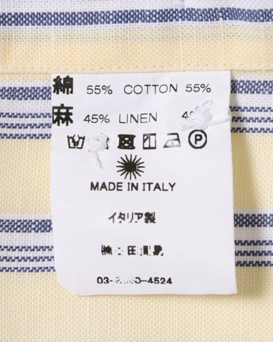 giannettoコットンリネン ストライプ カッタウェイシャツ 【SLIM FIT】17l