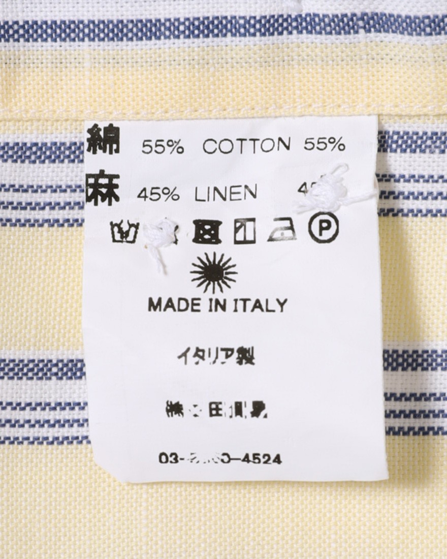 giannettoコットンリネン ストライプ カッタウェイシャツ 【SLIM FIT】17l