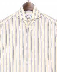 giannettoコットンリネン ストライプ カッタウェイシャツ 【SLIM FIT】mb_05l