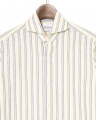 giannettoコットンリネン ストライプ カッタウェイシャツ 【SLIM FIT】mb_06l
