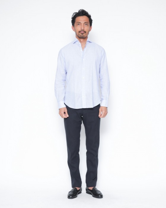 giannettoリネンコットン カッタウェイシャツ 【SLIM FIT】17l