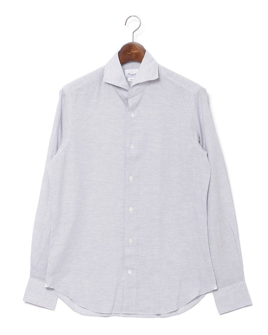 giannettoリネンコットン カッタウェイシャツ 【SLIM FIT】c2