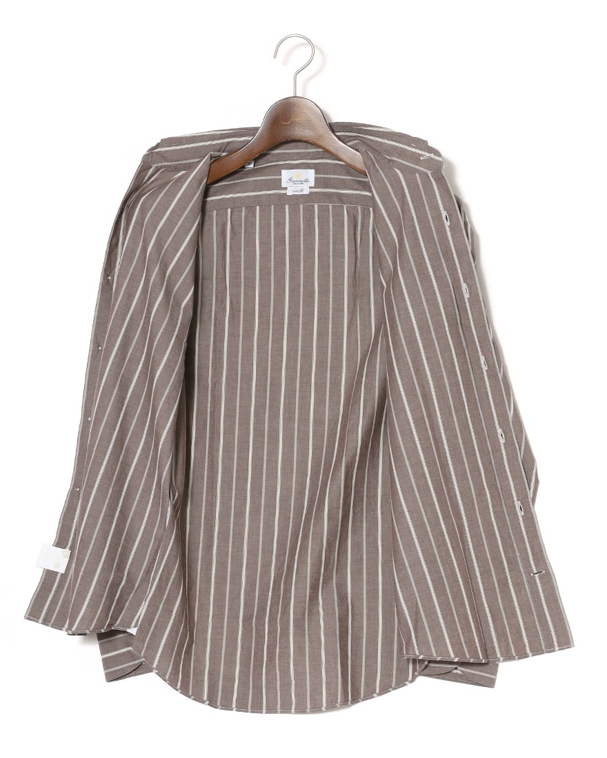 giannettoストライプコットン  カッタウェイ シャツ【VINCI FIT/ヴィンチフィット】12l
