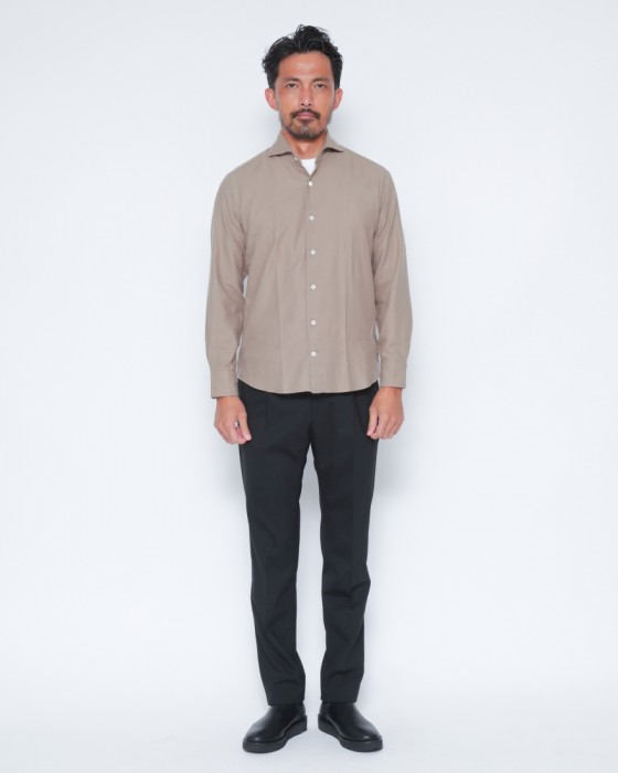 giannettoコットンフランネル カッタウェイ シャツ【VINCI FIT/ヴィンチフィット】01l