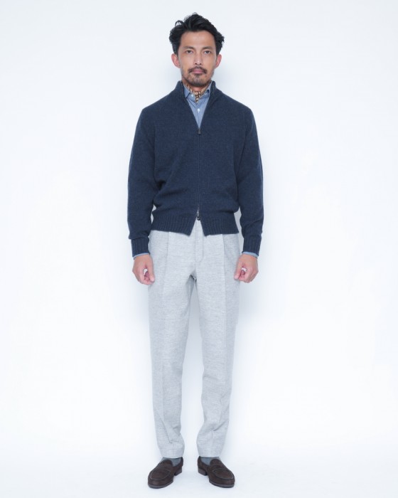 FILIPPO DE LAURENTIIS7G カシミヤ混ウール フルジップニット01l