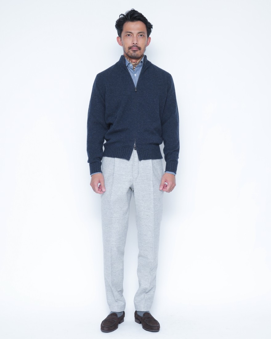 FILIPPO DE LAURENTIIS7G カシミヤ混ウール フルジップニット01l