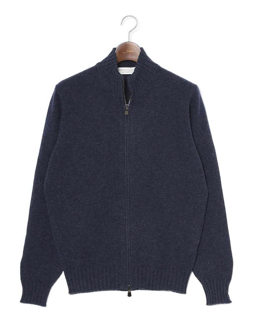 FILIPPO DE LAURENTIIS7G カシミヤ混ウール フルジップニットma