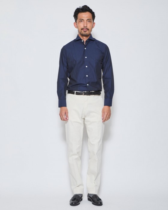 giannettoシャンブレー カッタウェイ シャツ【VINCI FIT/ヴィンチフィット】01l