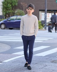FILIPPO DE LAURENTIIS12G クレープコットンハニコ クルーネック ロングスリーブニットmb_ma
