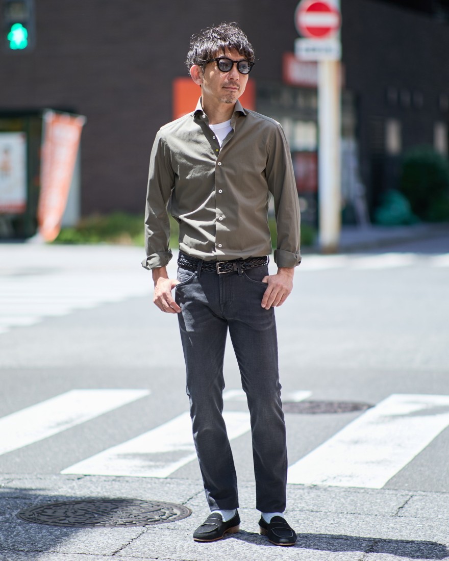 giannettoギャバジン カッタウェイシャツ【SLIM FIT】ma