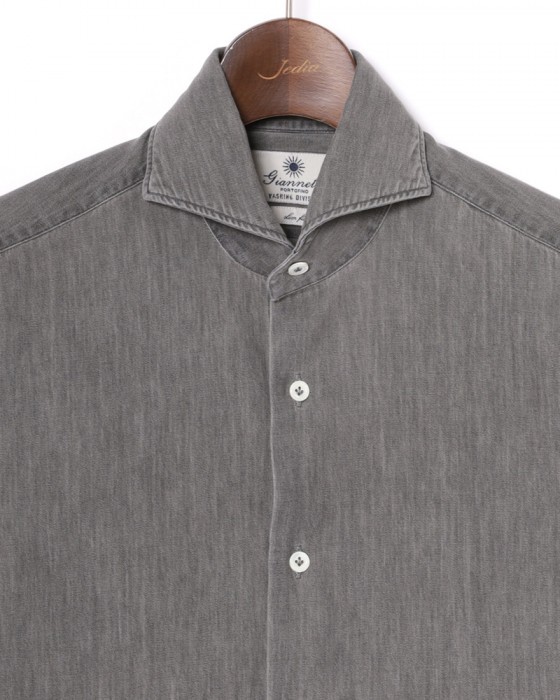 giannettoシャンブレー グレー カッタウェイシャツ 【SLIM FIT】06l