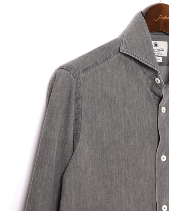 giannettoシャンブレー グレー カッタウェイシャツ 【SLIM FIT】09l