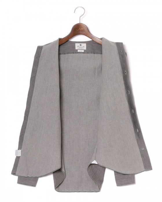 giannettoシャンブレー グレー カッタウェイシャツ 【SLIM FIT】12l
