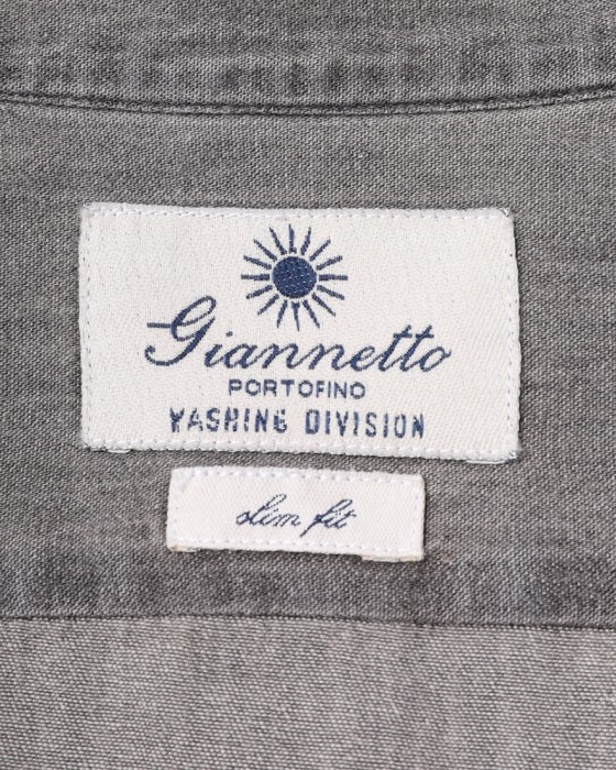 giannettoシャンブレー グレー カッタウェイシャツ 【SLIM FIT】13l
