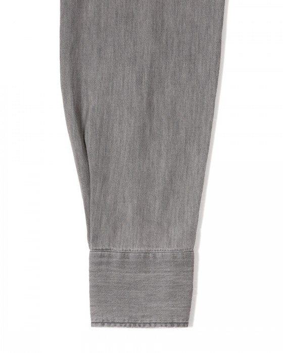giannettoシャンブレー グレー カッタウェイシャツ 【SLIM FIT】14l