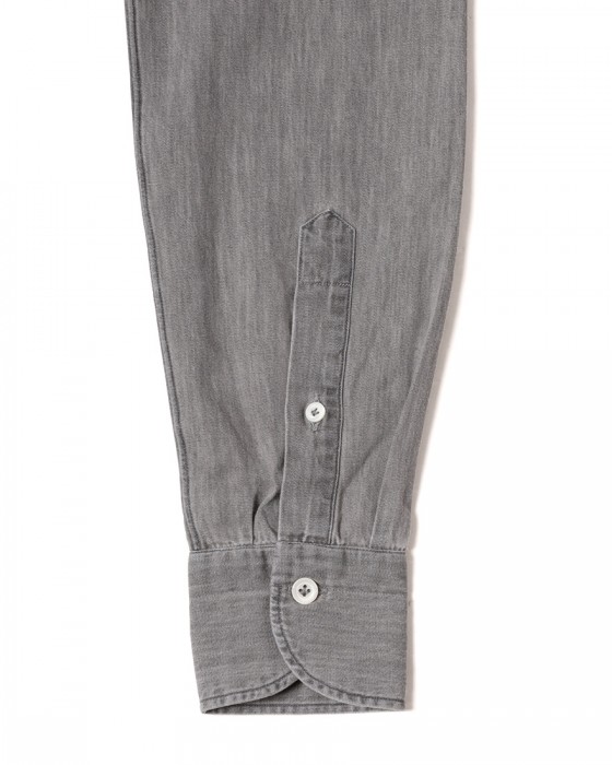 giannettoシャンブレー グレー カッタウェイシャツ 【SLIM FIT】15l