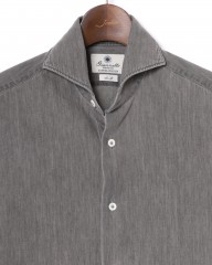 giannettoシャンブレー グレー カッタウェイシャツ 【SLIM FIT】mb_05l