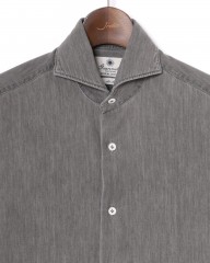 giannettoシャンブレー グレー カッタウェイシャツ 【SLIM FIT】mb_06l