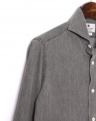 giannettoシャンブレー グレー カッタウェイシャツ 【SLIM FIT】mb_09l
